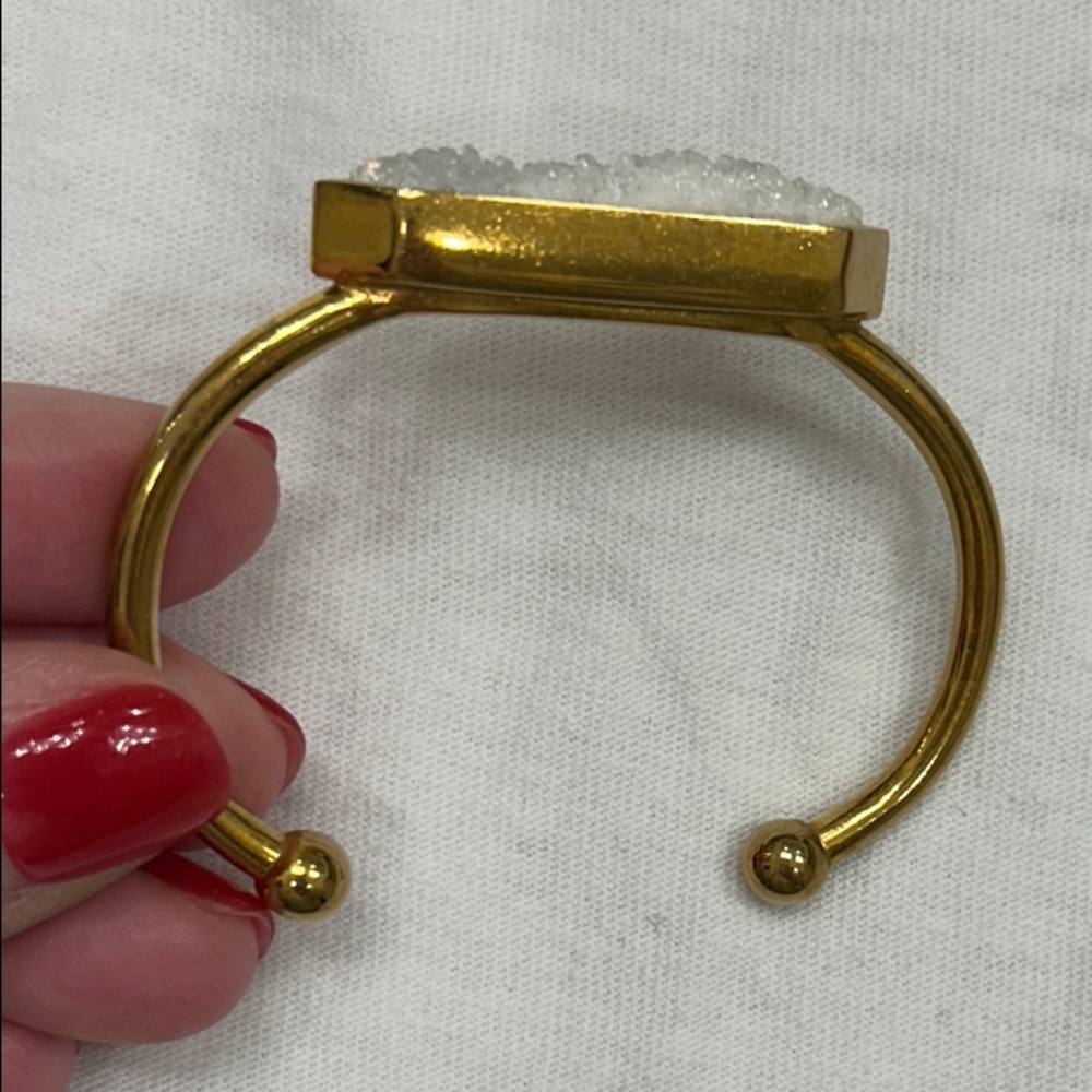 Gold Kinsley Armelle Cuff Bracelet with White Stone